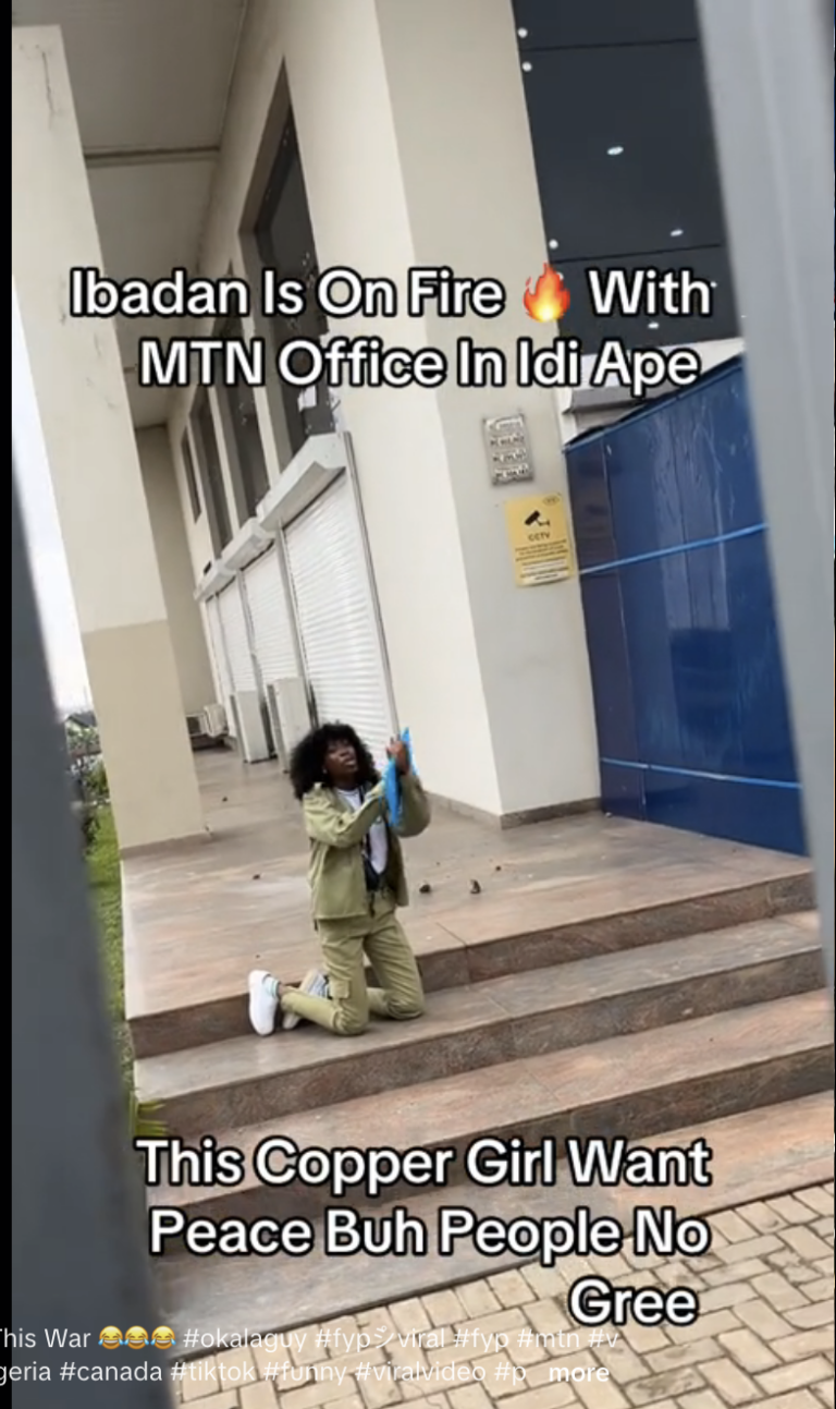 She’s A Hero: Nigerians Hail Corper Who Begged Mob Not To Destroy MTN Office
