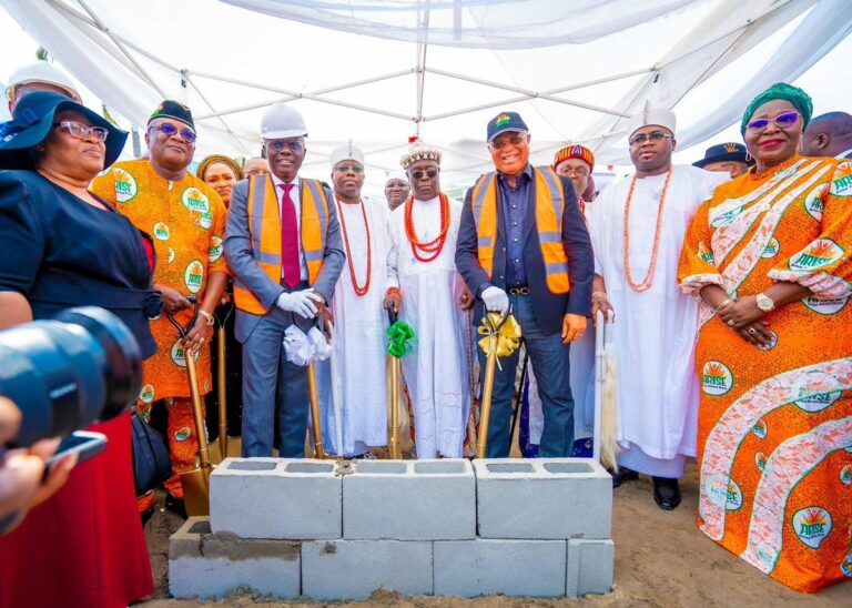 Sanwo-Olu, Eno Lay Foundation For 18-Story Ibom Towers in Lagos