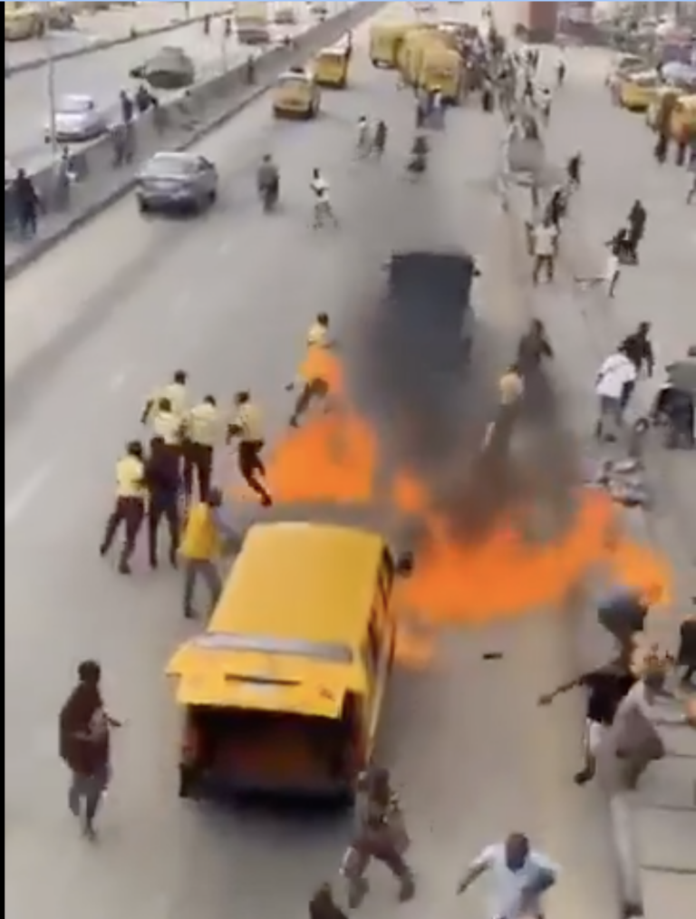 Lagos Bus Driver Sets Self, LASTMA Officials Ablaze