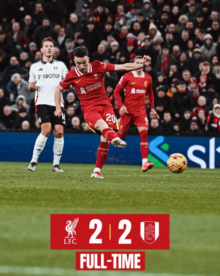 Liverpool Fight Back Twice With 10 Men to Deny Fulham Victory