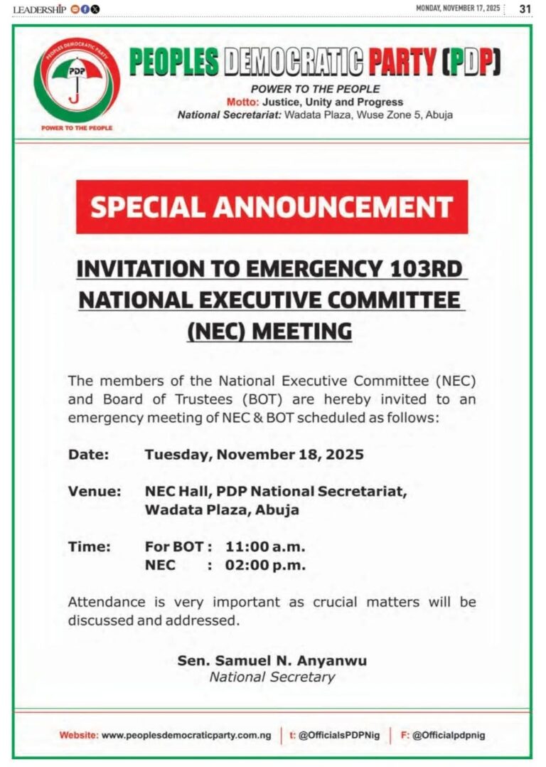 Wike-Faction of PDP Schedules BoT, NEC Meetings for Tomorrow